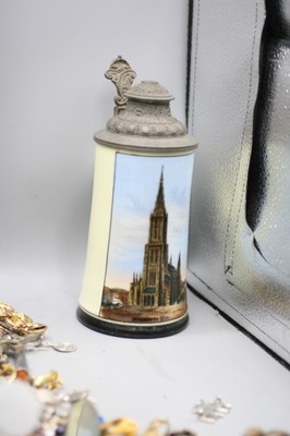 ANTIQUE ULM DAS MUNSTER CERAMIC STEIN GERMANY 1889 B1