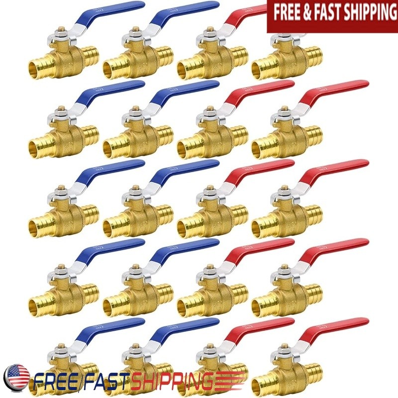 20pcs Brass PEX Ball Valves Full Port Shut Off Durable Water Heating Plumbing US
