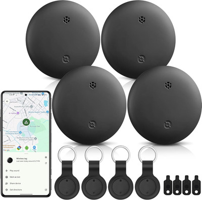 Android Tracker Tags, 4 Pack Google Certified Smart Tracker with Silicone Cases,