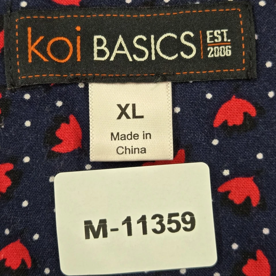 Koi Basics Women Scrub Top XL Red Becca Short Sleeve V Neck Polyester Spandex - Image 2 of 4