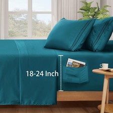 Extra Deep Pocket Full Sheets Set - Fits Mattress Up to 24 Inches Thick - 4 P...
