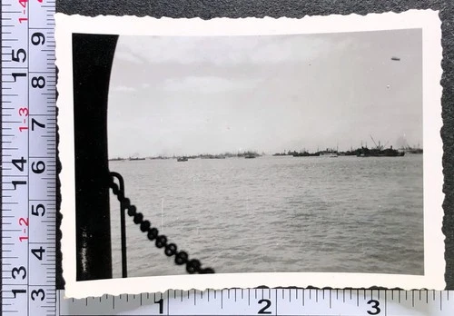 WW2 Era Military BW Photo Snapshot LST Pulling in Utah Beach July 1944