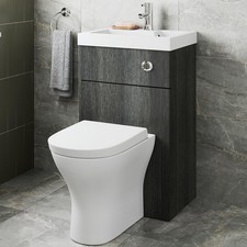 2 in 1 Toilet Basin Combi Unit Back to Wall BTW Charcoal Grey Space Saving 500mm