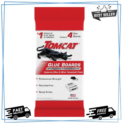 Tomcat Glue Boards with Immediate Grip Glue for Mice, Cockroaches, and Insects, Ready-to-Use, 3-Pack 12 Glue Boards - Walmart Supplies