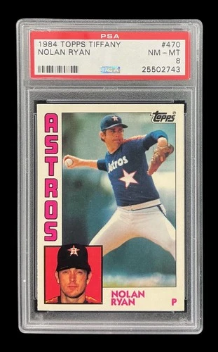 1984 topps tiffany #470 nolan ryan hof; glossy edition SP card PSA 8  (iAPPEAL+)