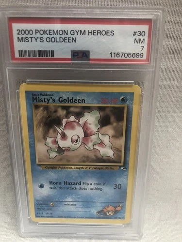 PSA 7 WOTC 2000 Gym Challenge Unlimited Misty’s Goldeen 30/132 Non Holo Rare NM