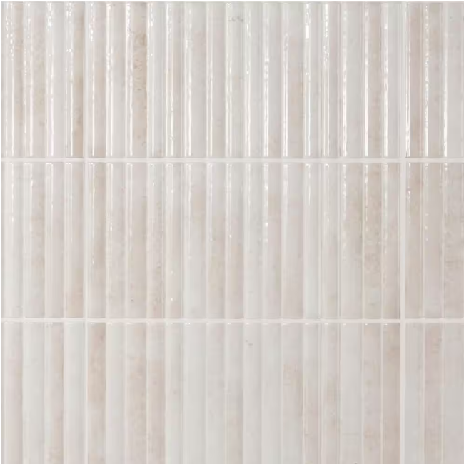 Mawr White 5.9 in. x 11.81 in. Polished Fluted Ceramic Wall Tile