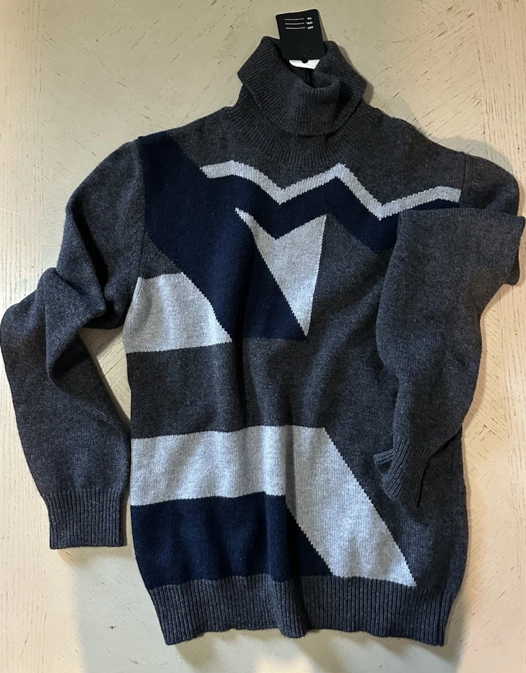 Novo com etiquetas $3095 Kiton Cashmere Suéter Intársia Cinza Escuro Tamanho 48/S Itália - Imagem 4 de 4