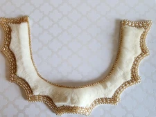 Vintage Beaded Fur Collar Miranda Japan Cream Ivory Scallop Bridal Bib Necklace