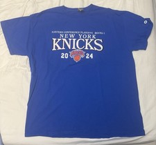 New York Knicks 2024 NBA Eastern Conference Playoffs Round 1 Blue T-Shirt XL