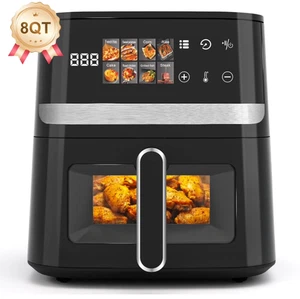 Bluebow 8QT Air Fryer 8-in-1 Digital Touchscreen LED Large Capacity Window 1750W