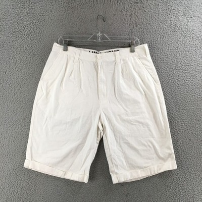 Linea Uomo Short Mens 36 Bermuda Mid Rise Flat Front Zip Fly Casual Cotton White