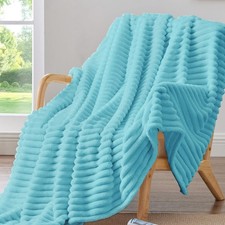 BEDELITE Fleece Throw Blanket for Couch - 300GSM Soft Warm Fluffy Sky Blue B...