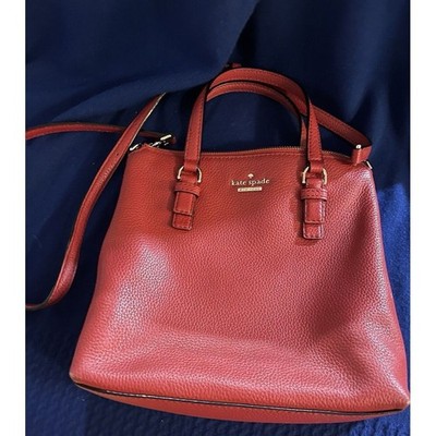 SALE KATE SPADE Red  jackson street  hayley leather  purse satchel AW(T35)