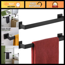 16-Inch Matte Black Towel Bar Set - Wall Mounted SUS304 Stainless Steel Rack, 2