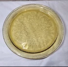 Vintage Federal Glass Madrid Amber Depression Glass Cake Plate 11 1/2”