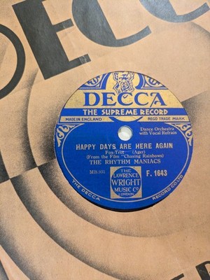 Rare! RHYTHM MANIACS - Happy Days Are Here Again / Lucky Me Loveable You 78rpm