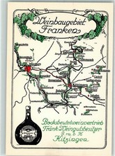 13173509 - 8710 Kitzingen Weinbaugebiet Franken Landkarte Bocksbeutel