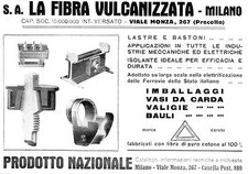 PUBBLICITA' 1932 FIBRA VULCANIZZATA MILANO COTONE ISOLANTE FERROVIE DELLO STATO