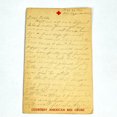 1945 WWII Postcard Army Post Soldiers Letter Philippians American Red Cross VTG