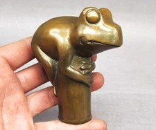 Brass Frog Statue Walking Stick Cane Head Handle Collection DIY
