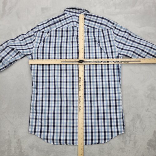 Kent Curwen Shirt Mens Small Blue Plaid Cotton Classic Fit Dress Oxford Adult 38 - Picture 6 of 8