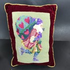 Needlepoint Santa on ice skates pillow, 12" x 9"