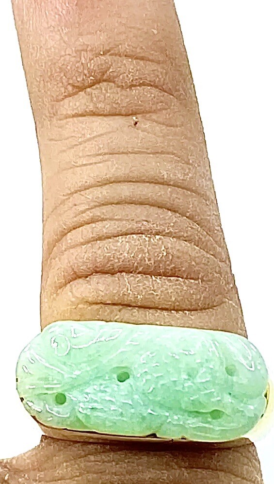 mens HONG KONG carved jade pinky ring SOLID 14k yellow GOLD (VIDEO ) eBay