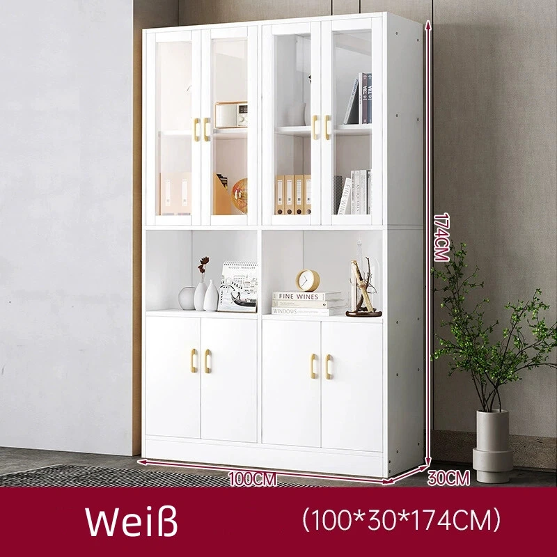 Küchenschrank Küchenbuffet mit 8 Türen Offenem Fach Weiß Hochschrank Anrichte - Bild 4 von 4