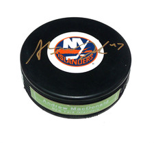 Andrew MacDonald New York Islanders Autographed Hockey Puck  A4017