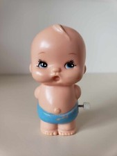 Vintage 1977 3 TOMY Baby Boy Wind Up Doll Blue Diaper Blonde Hair works