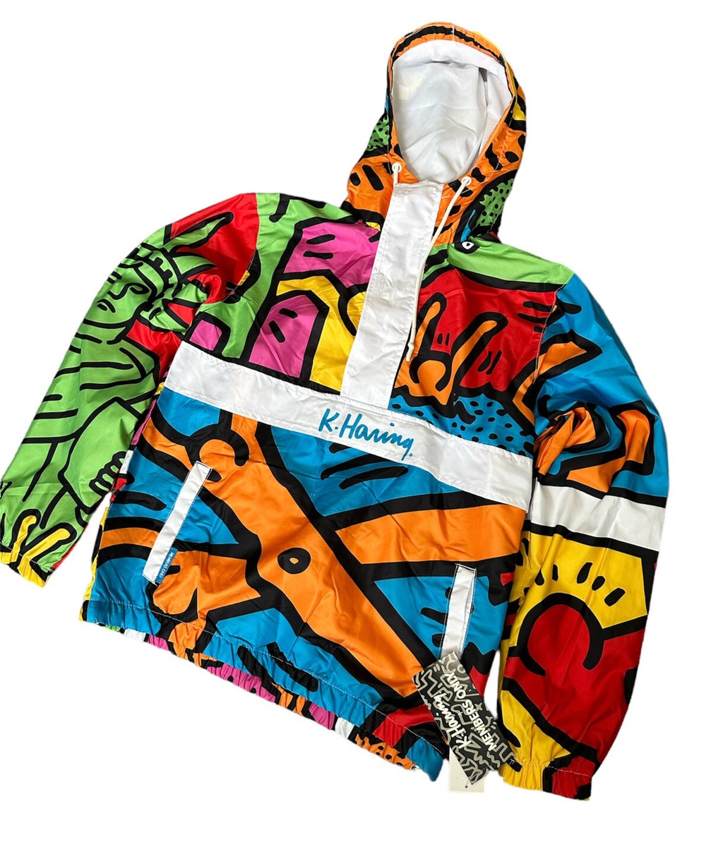 Members Only Keith Haring Windbreaker Jacket Multicolor Men's Size