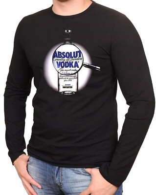 VODKA ABSOLUT Schwarze T-Shirt Langarmshirts  -041 -LA