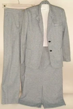 VTG Suit George Brown Originals 3 Pc Blue Mod Polyester Skirt Pants Jacket SZ 8