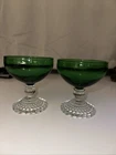 2 VTG Anchor Hocking Boopie Glasses Emerald Green Low Champagne Sherbet Glass.