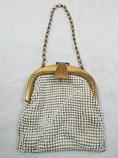 Vintage Whiting & Davis White Chain Mail Mesh Coin Purse Made in USA 1920's