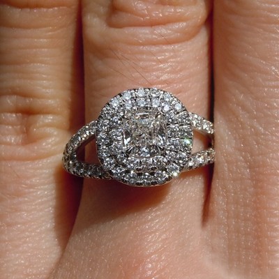 Engagement Ring Cushion Cut 1.60 Carat Diamond IGI GIA Lab Created 950 Platinum
