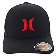 HURLEY MEN'S ONE & ONLY FLEXFIT HAT BLACK / RED