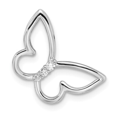 14K White Gold Polished Butterfly Diamond Chain Slide Pendant PM8521-005-WA