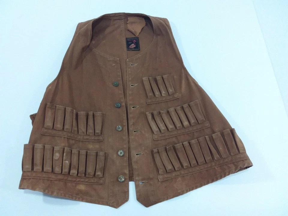 Chaleco de caza de colección años 20 RED HEAD 100 % algodón munición de tiro increíble Foto 3 de 4