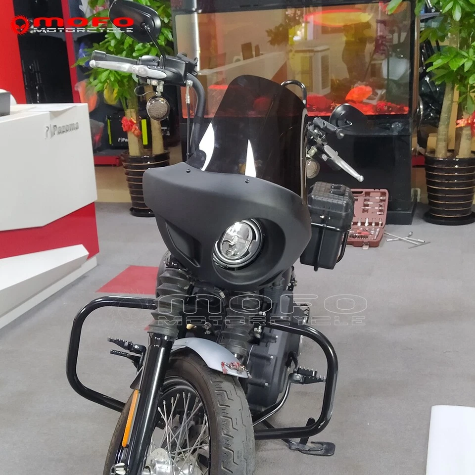 Carenado delantero ABS con kit de parabrisas para faros Harley Dyna Fat Boy Slim 5 3/4" Foto 2 de 4