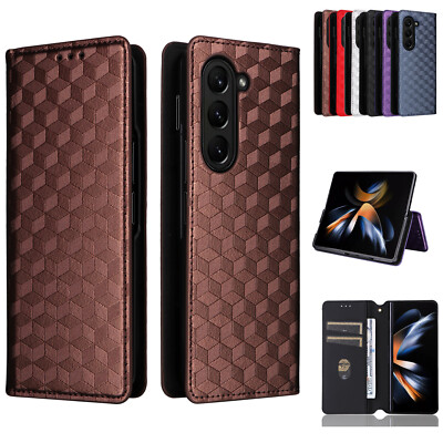 For Samsung Galaxy Z Fold6 Fold5 Fold4 Vintage PU Leather Wallet Slim Phone Case