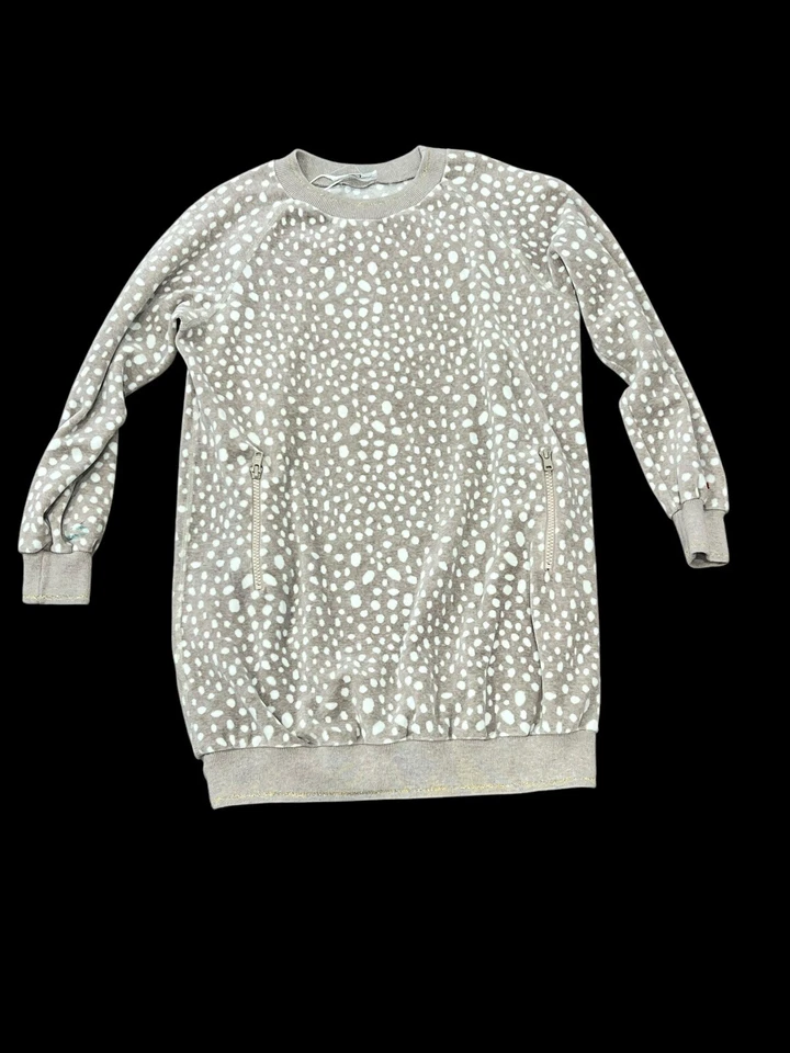 GIRL'S SONIA RYKIEL VELOUR SOFT GRAY SPOTTED SWEATER DRESS LONG SLEEVE SZ 10 - Image 4 of 4