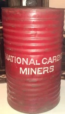 1951 National Carbide Miners Barrel Red Metal Rare Industrial Decor Vintage