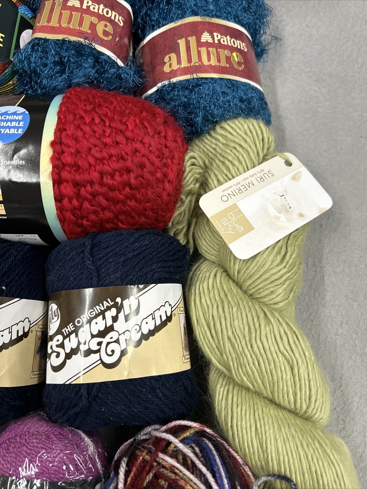 Yarn Huge Lot 47 New Skeins Different Colors Brands Wool Silk Cotton