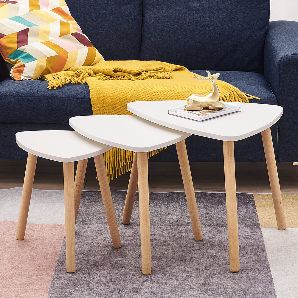 Panana Set of 3 Coffee Table Nesting Coffee End Tables Modern Occasional Side Table Nesting Tables In Gray with Wood Leg for Living Room, Dining Room, Office, Kitchen, Bedroom (Gray) 17 Panana Nest Of Coffee Tables Modern Set of 3 Occasional Stand End Side Tea Table