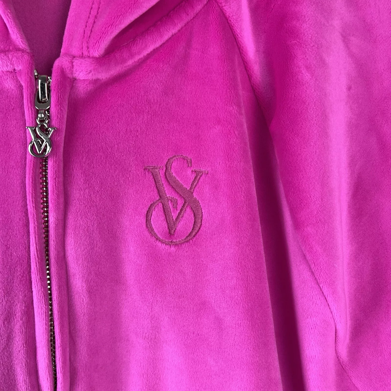 victoria-secret-vs cropped full zip velour hoodie
