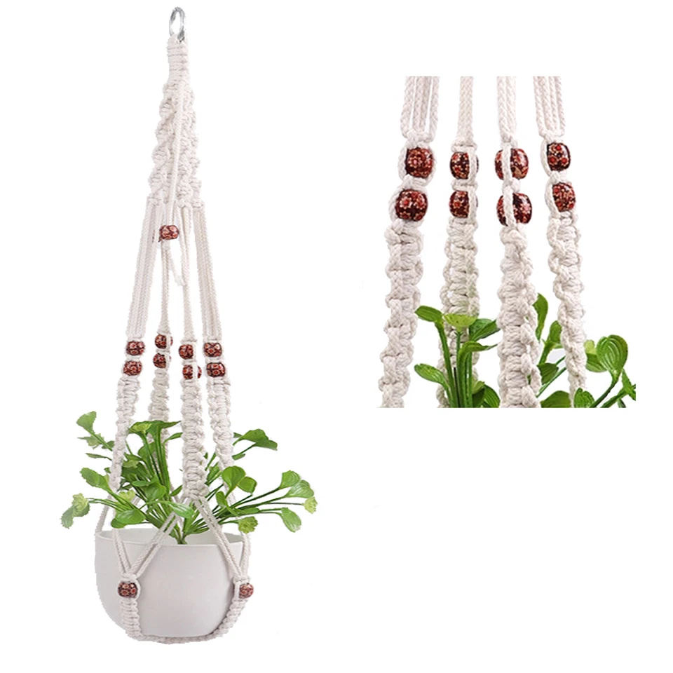 Premium Makramee Blumenampel Blumentopf Garten Balkon BOHO Hängeampel Wandbehang - Bild 4 von 4