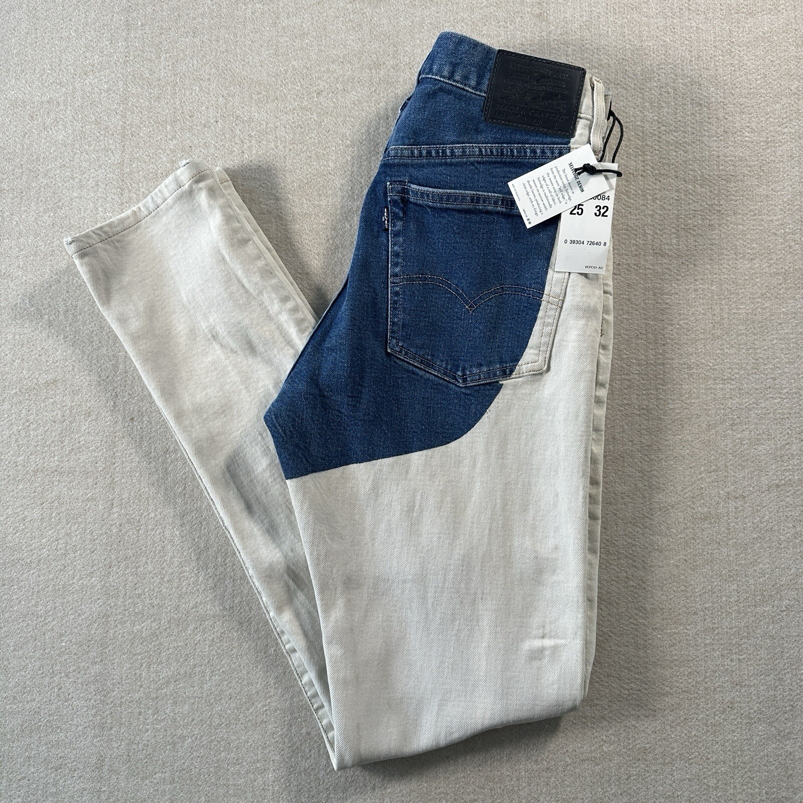 Levis Women's Made & Crafted 501 Jeans Selvedge Denim White Painted Button Fly
