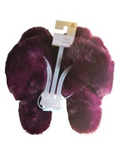 LAUREN CONRAD Women's SIZE 7-8 MED Pickled Beet PURPLE FAUX FUR X-Band SLIPPER